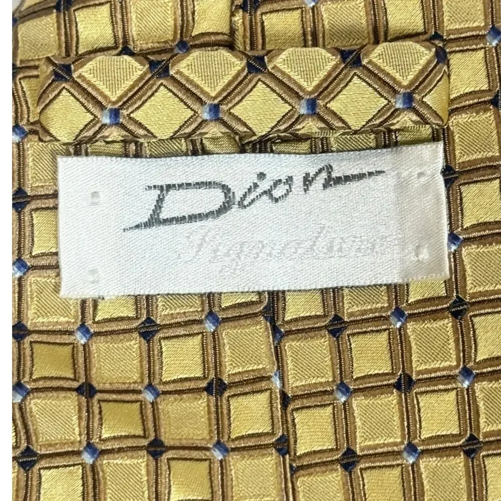 Dior Signature Italian Silk‎ Tie Hand crafted in Canada, Vintage gold checked